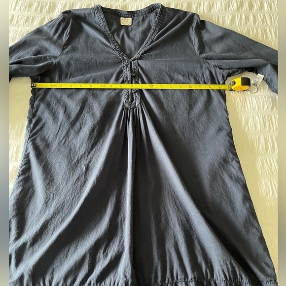 H & M L.O.G.G. Sheer Tunic Navy Blue V Neck 3/4 Sleeve 100% Cotton Lagenlook - Picture 12 of 12